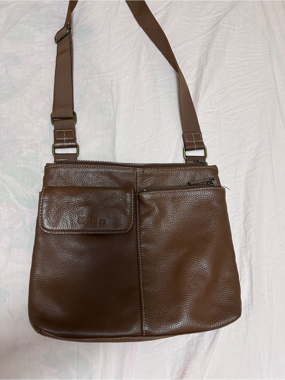 Roots Brown Leather Crossbody Bag